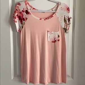 P.S.KATE Pink Floral Tee